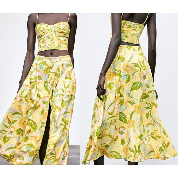 NEW ZARA printed linen skirt 8351 - Picture 2 of 3